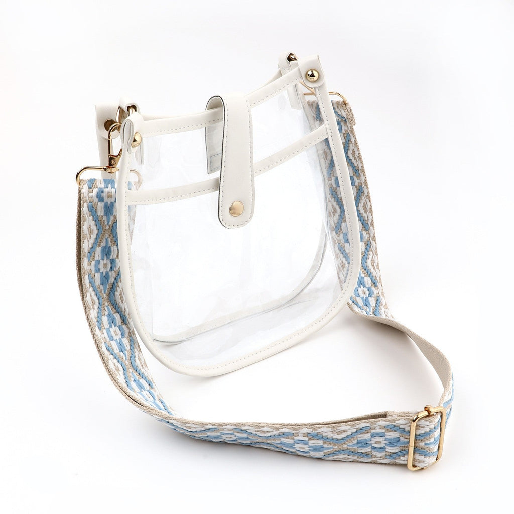 Women's bag large capacity transparent PVC crossbody bag, fashionable magnetic buckle single shoulder retro small crossbody - SJB-DIAMOND ELITES