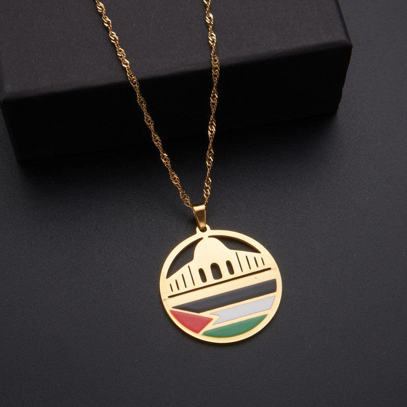 MAC100 Stainless Steel Vintage keffiyeh Palestine Map Pendant Necklace - SJB-DIAMOND ELITES