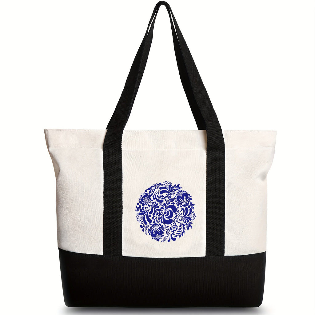 Canvas shoulder bag, large capacity letter print tote bag, women's fashion lightweight portable gift bag - SJB-DIAMOND ELITES