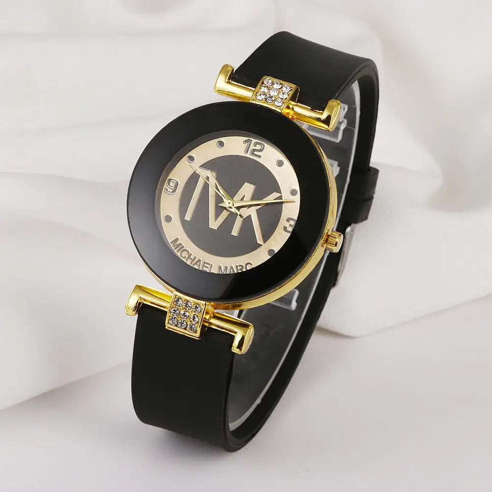 Fashion Women's Diamond Silicone Strap Quartz Watch - SJB-DIAMOND ELITES
