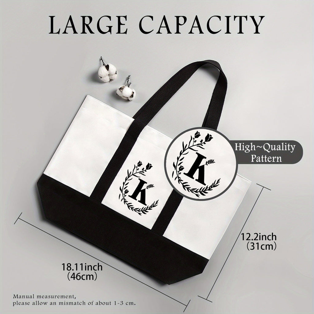 Canvas shoulder bag, large capacity letter print tote bag, women's fashion lightweight portable gift bag - SJB-DIAMOND ELITES