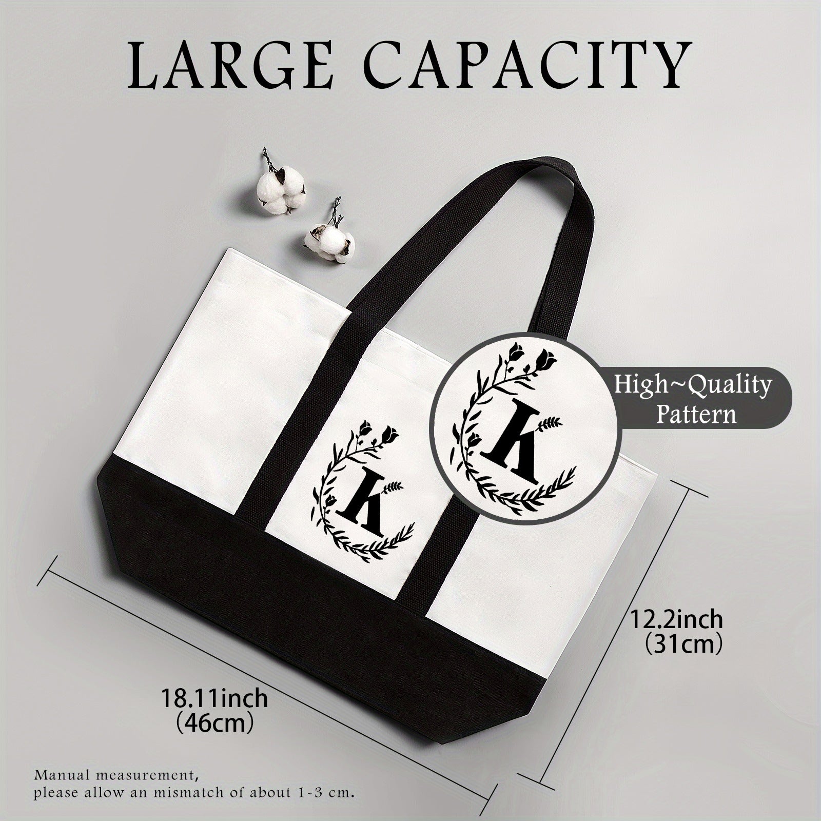 Canvas shoulder bag, large capacity letter print tote bag, women's fashion lightweight portable gift bag - SJB-DIAMOND ELITES