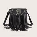 Stylish Soft Pu Rivets Small Crossbody Tassel Bag, Skull Shoulder Crossbody Bag - SJB-DIAMOND ELITES