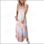 Dress Summer Dress Wide Shoulder Long Dress Fashion Slim Fit Long Dress Print Heart Patterned Long Casual Dress