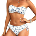 Year tube top screw bag floral swimming split bikini