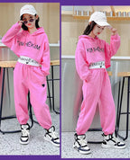 Autumn Baby Girl 3 Pieces Clothes Set Children Long Sleeve Letter Pullover + Sleeveless Top + Sport Pant Suit Girls Tracksuit