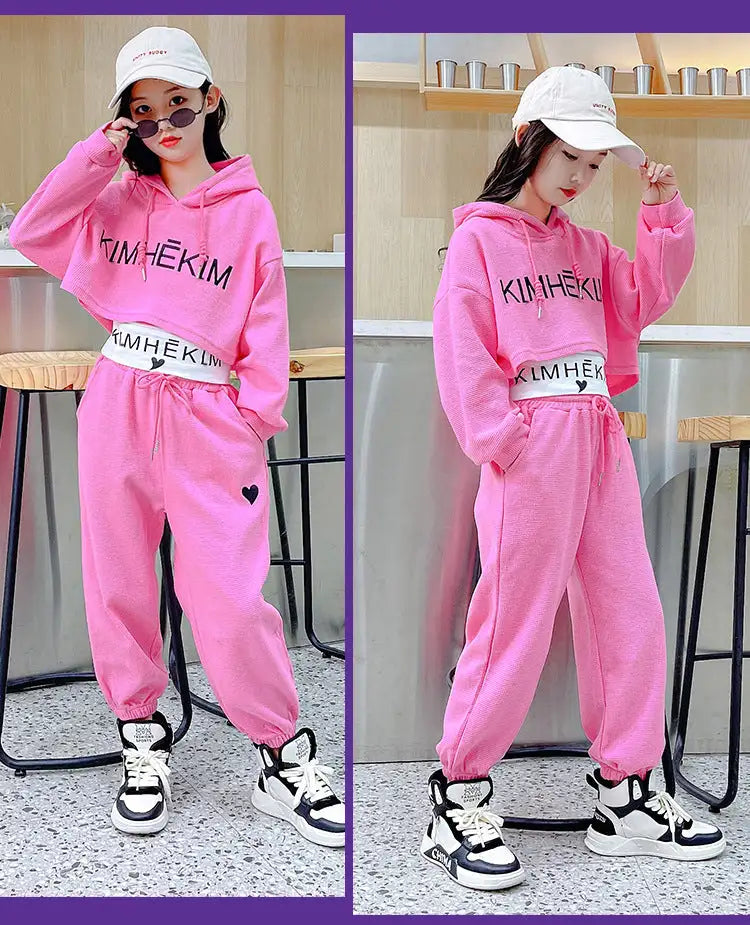 Autumn Baby Girl 3 Pieces Clothes Set Children Long Sleeve Letter Pullover + Sleeveless Top + Sport Pant Suit Girls Tracksuit