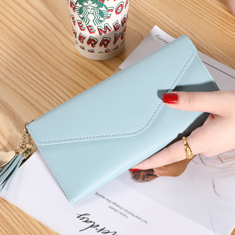 Wallet women's long, fringed three-fold flip clutch bag, simple women's wallet evening - SJB-DIAMOND ELITES
