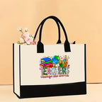 Canvas tote bag, large capacity printed tote bag women's, fashionable waterproof portable shopping bag - SJB-DIAMOND ELITES