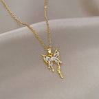 Titanium Steel Butterfly Drop Pendant Necklace Personality