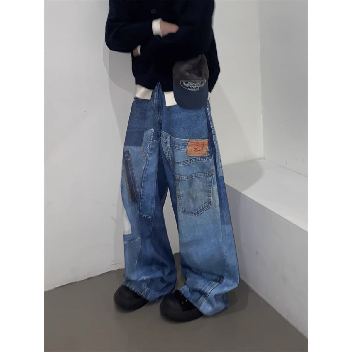 American Retro Independent Design Loose Straight Jeans Men Lootquake LLC
