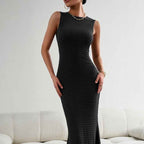 Sleeveless Tights Fashion Elegant Women's Slim Fit Women's Sleeveless Pleated Maxi Dress