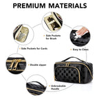 Chessboard double pillow cosmetic bag, multifunctional waterproof toilet bag, makeup bag with compartments, - SJB-DIAMOND ELITES