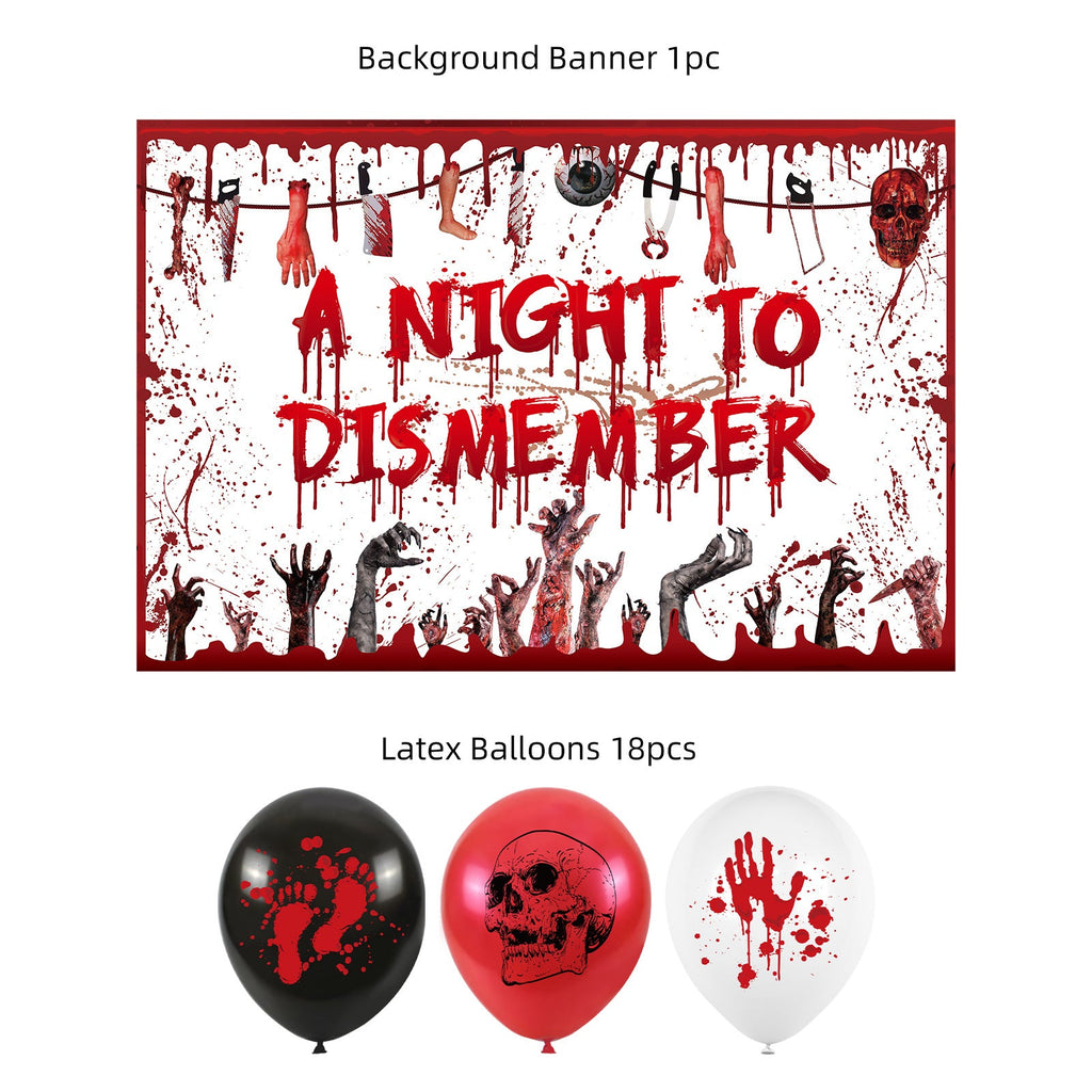Halloween horror-themed haunted house holiday party decoration set flag background cloth card balloon honeycomb ornament - SJB-DIAMOND ELITES
