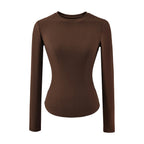 Hourglass Waist Long Sleeve T-Shirt beige