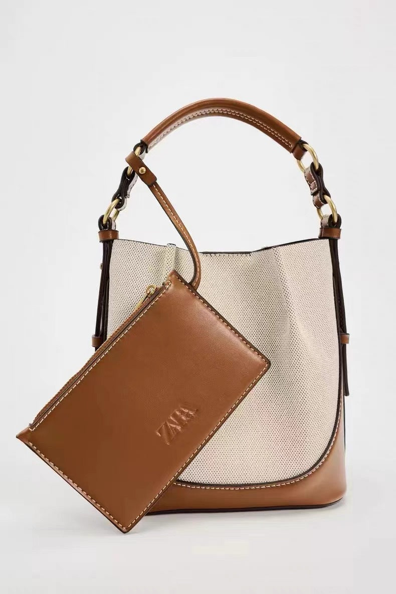 Elegant Bundle Closure Portable Hobo Bag - Stylish Crossbody Broadband Drawstring Bucket Bag