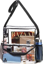 PVC transparent messenger bag, adjustable for travel sports events music venue, transparent shoulder bag large with compartments hobo - SJB-DIAMOND ELITES