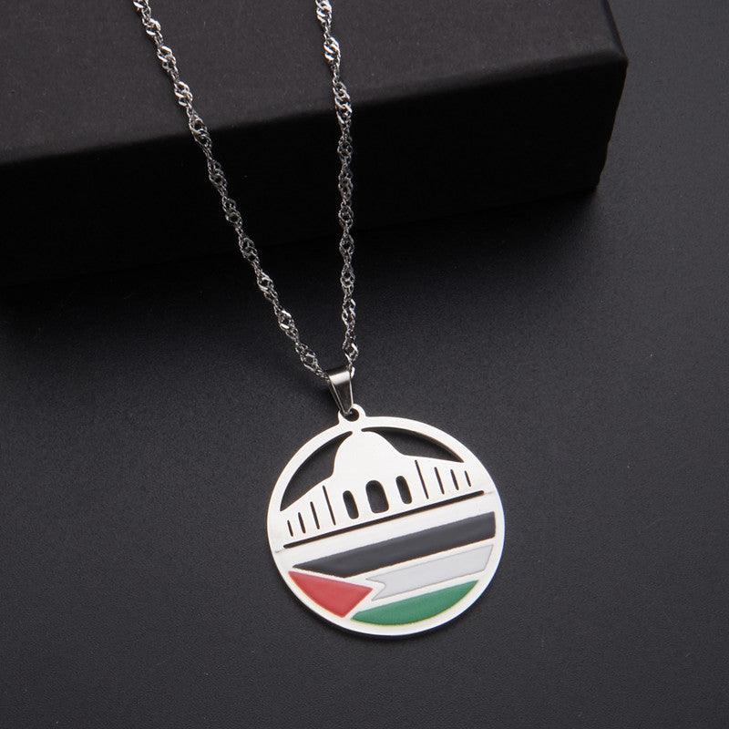MAC100 Stainless Steel Vintage keffiyeh Palestine Map Pendant Necklace - SJB-DIAMOND ELITES