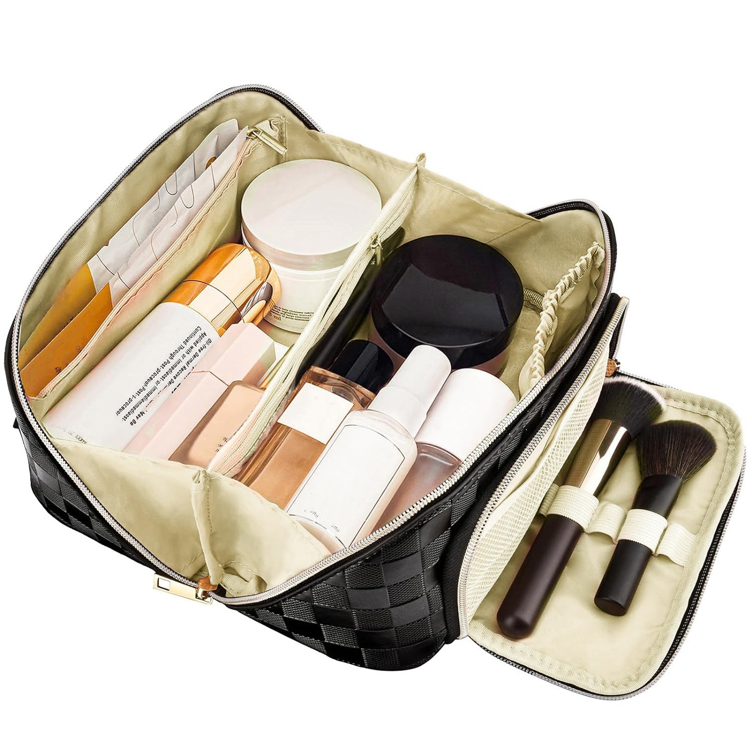 Chessboard double pillow cosmetic bag, multifunctional waterproof toilet bag, makeup bag with compartments, - SJB-DIAMOND ELITES