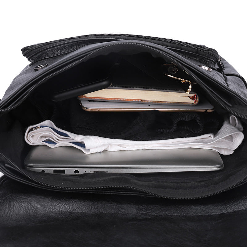Trendy Men's Retro Backpack Trendy Cover Travel Business Bag Soft Leather Men's Backpack MB21080303 - SJB-DIAMOND ELITES