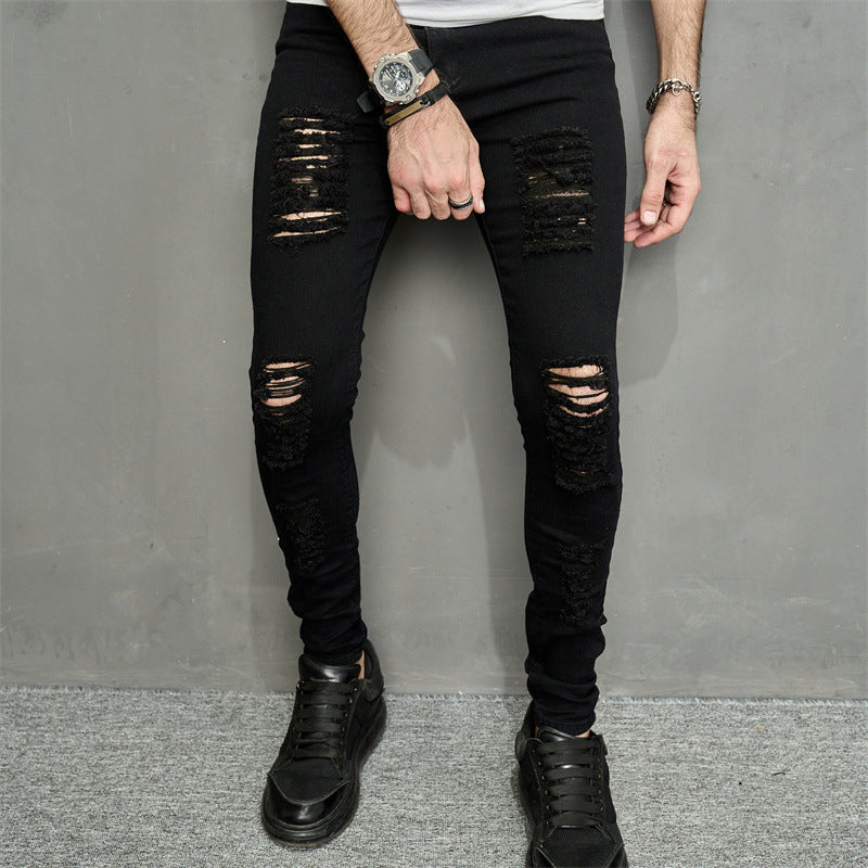Men's Leisure Ripped Denim Feet Personality Trendy Jeans Lootquake LLC