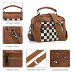 Chessboard double zipper small crossbody bag,Tote small crossbodyPU square bag, Small Crossbody Purse for Women Triple Zip, - SJB-DIAMOND ELITES