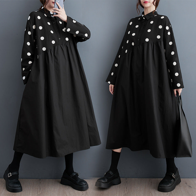 New Loose Plus Size Lace Printed Mid-length Artistic Retro Dress Lootquake LLC