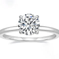 5A Zircon Round Rose Silver Diamond Ring Pi-Mart