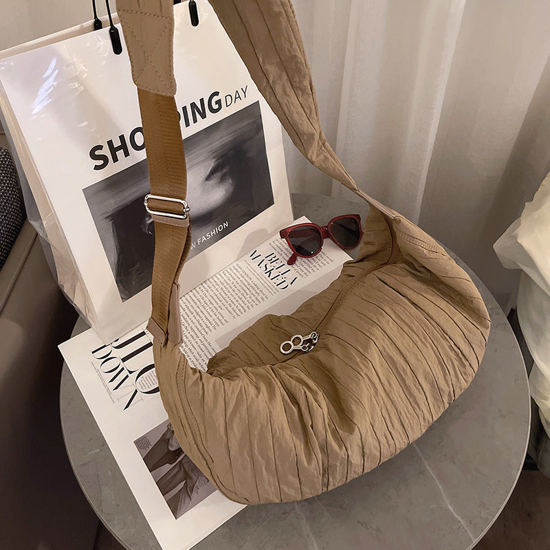 Nylon underarm shoulder crescent bag, hobo bag for women, French women underarm bag, crossbody bag lightweight - SJB-DIAMOND ELITES