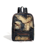 Washed denim retro backpack, design bow backpack pusre, Spice girl large capacity purse backpack - SJB-DIAMOND ELITES