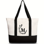 Canvas shoulder bag, large capacity letter print tote bag, women's fashion lightweight portable gift bag - SJB-DIAMOND ELITES