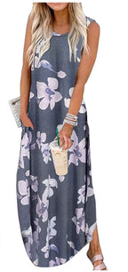 Dress Summer Dress Wide Shoulder Long Dress Fashion Slim Fit Long Dress Print Heart Patterned Long Casual Dress