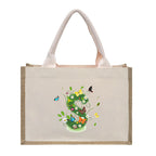 Cotton and linen canvas tote bag, printed letter tote bag, portable light handbag, gift shopping bag - SJB-DIAMOND ELITES