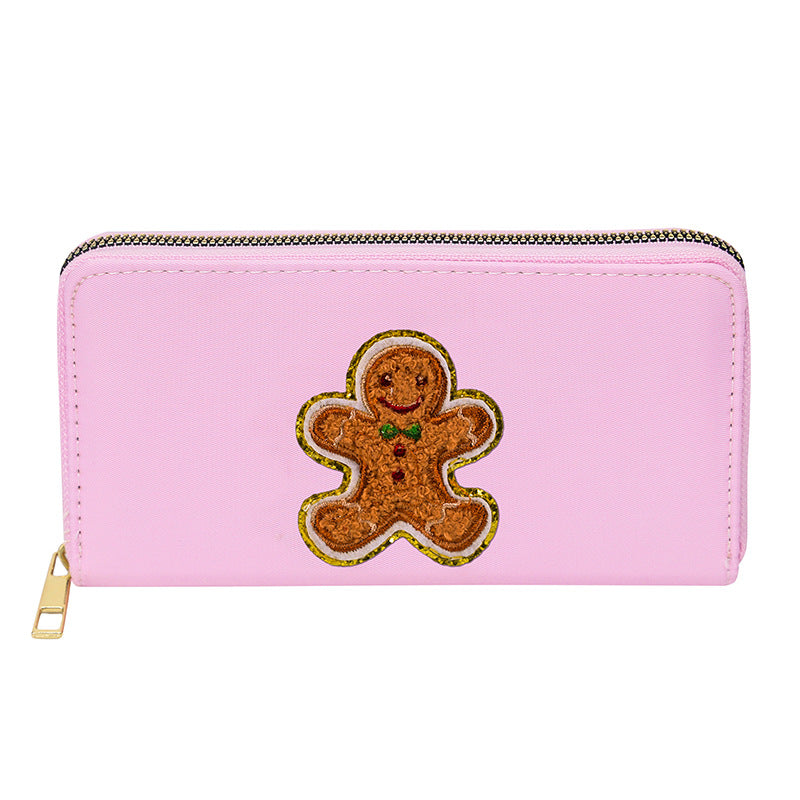 Women's alphabet embroidered wallet, long coin purse, nylon zipper ticket holder, multi-function card bag - SJB-DIAMOND ELITES