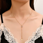 Fashion Simple Diamond Necklace Alloy Cross Pendant Necklace NK08210501 - SJB-DIAMOND ELITES