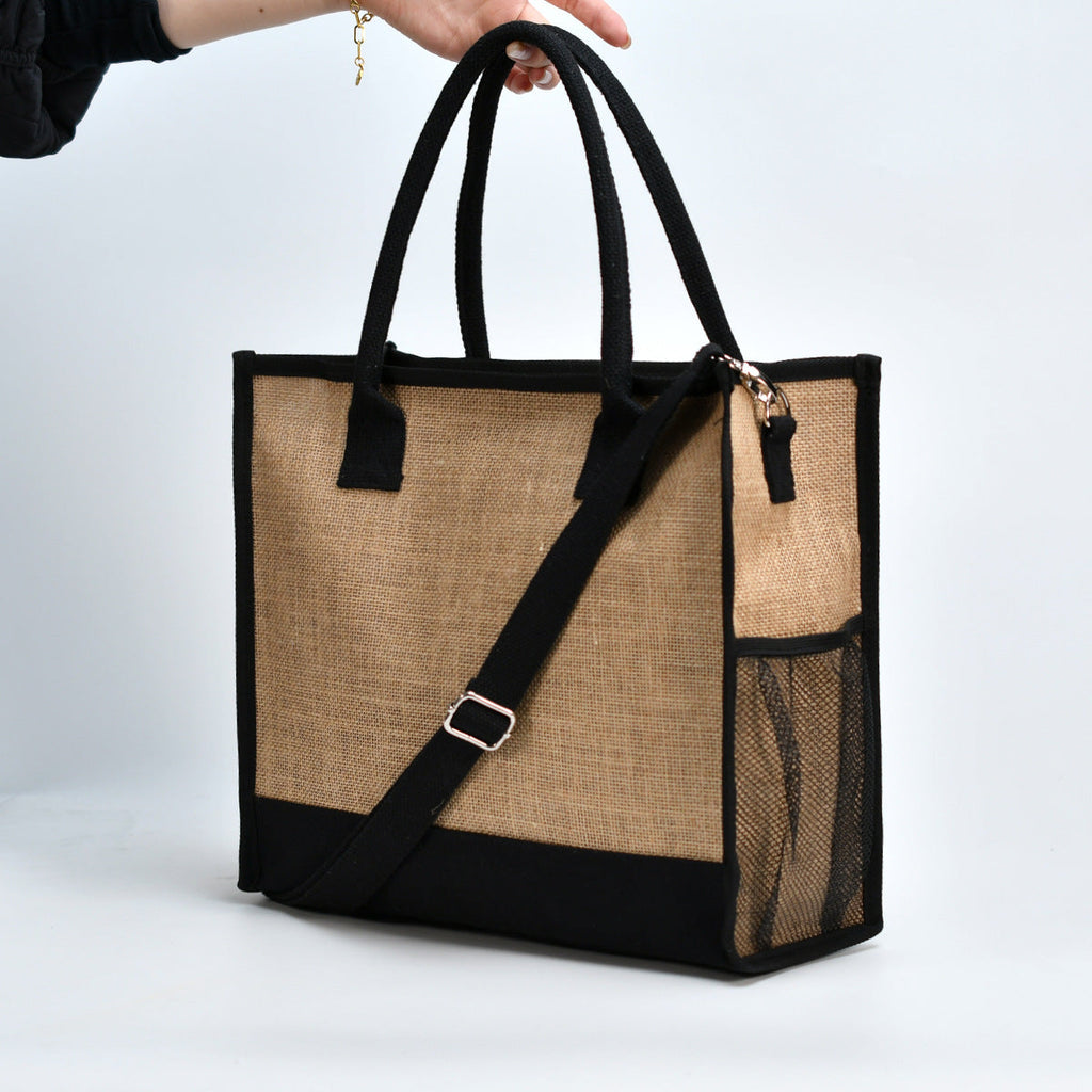 Linen tote shoulder bag, large capacity messenger tote bag, shoulder strap removable storage bag, lightweight tote purse - SJB-DIAMOND ELITES