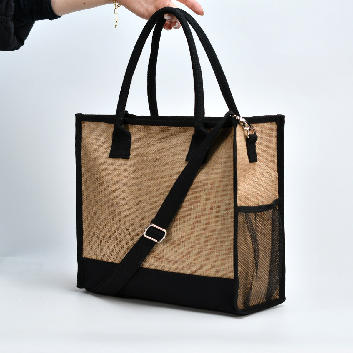 Linen tote shoulder bag, large capacity messenger tote bag, shoulder strap removable storage bag, lightweight tote purse - SJB-DIAMOND ELITES