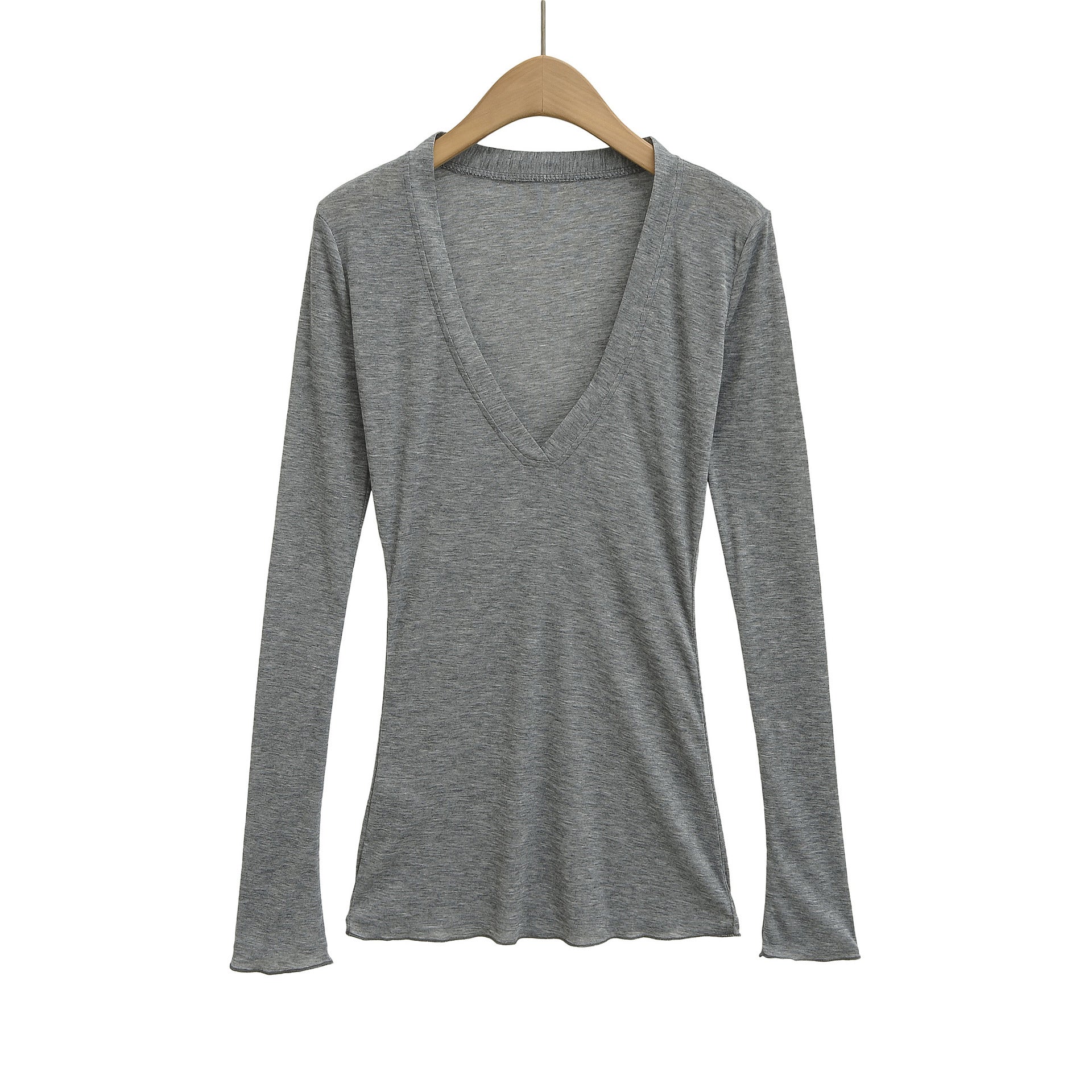 Deep V Neck Sheer T-Shirt black