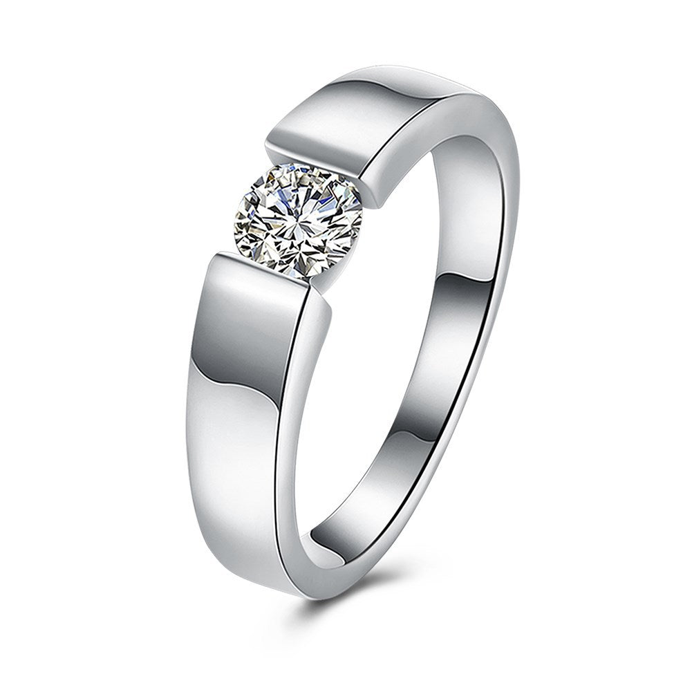 18K White Gold Plated Diamond Doppel Herz Ring
