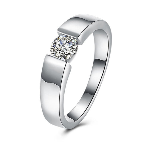 18K White Gold Plated Diamond Doppel Herz Ring
