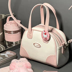 Chic Summer Boston Bag Mini – Portable Small Tote Crossbody Bag for Women, Perfect Bowling Shaped Bag in Pink