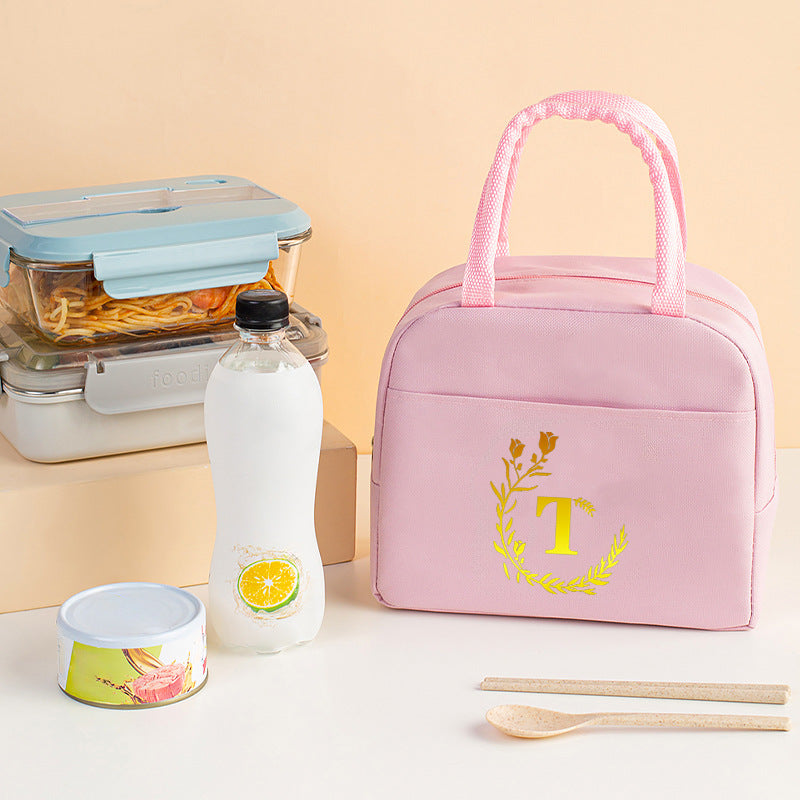 Letter pattern printed thermal insulation bag, lunch box bag, tote aluminum foil ice bag, lunch storage picnic bag, fresh-keeping bag - SJB-DIAMOND ELITES