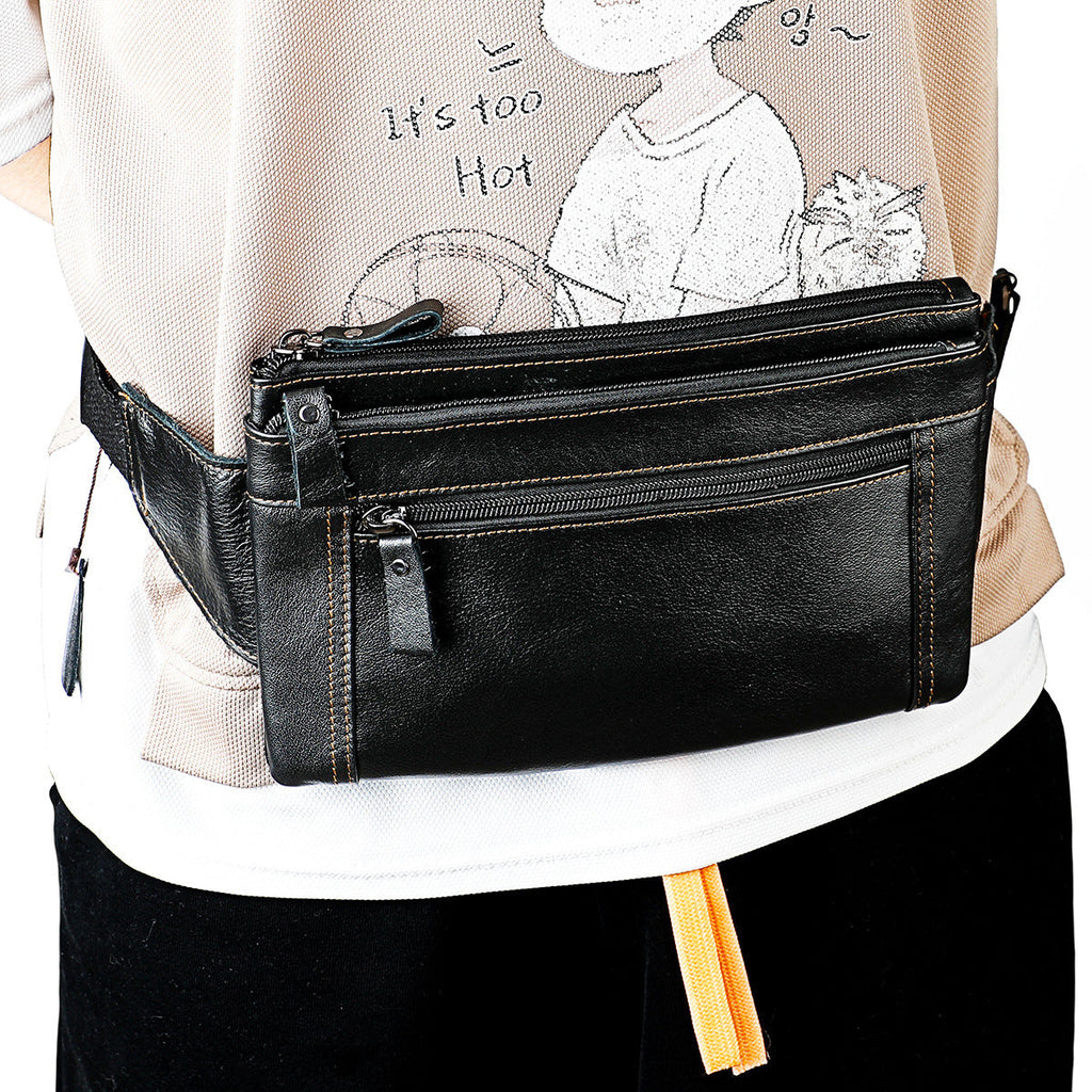 Multifunctional Genuine Leather Chest Bag & Waist Bag for Men and Women – Fanny Pack for Travel, Sports, Running, and Holidays with Multiple Pockets - SJB-DIAMOND ELITES