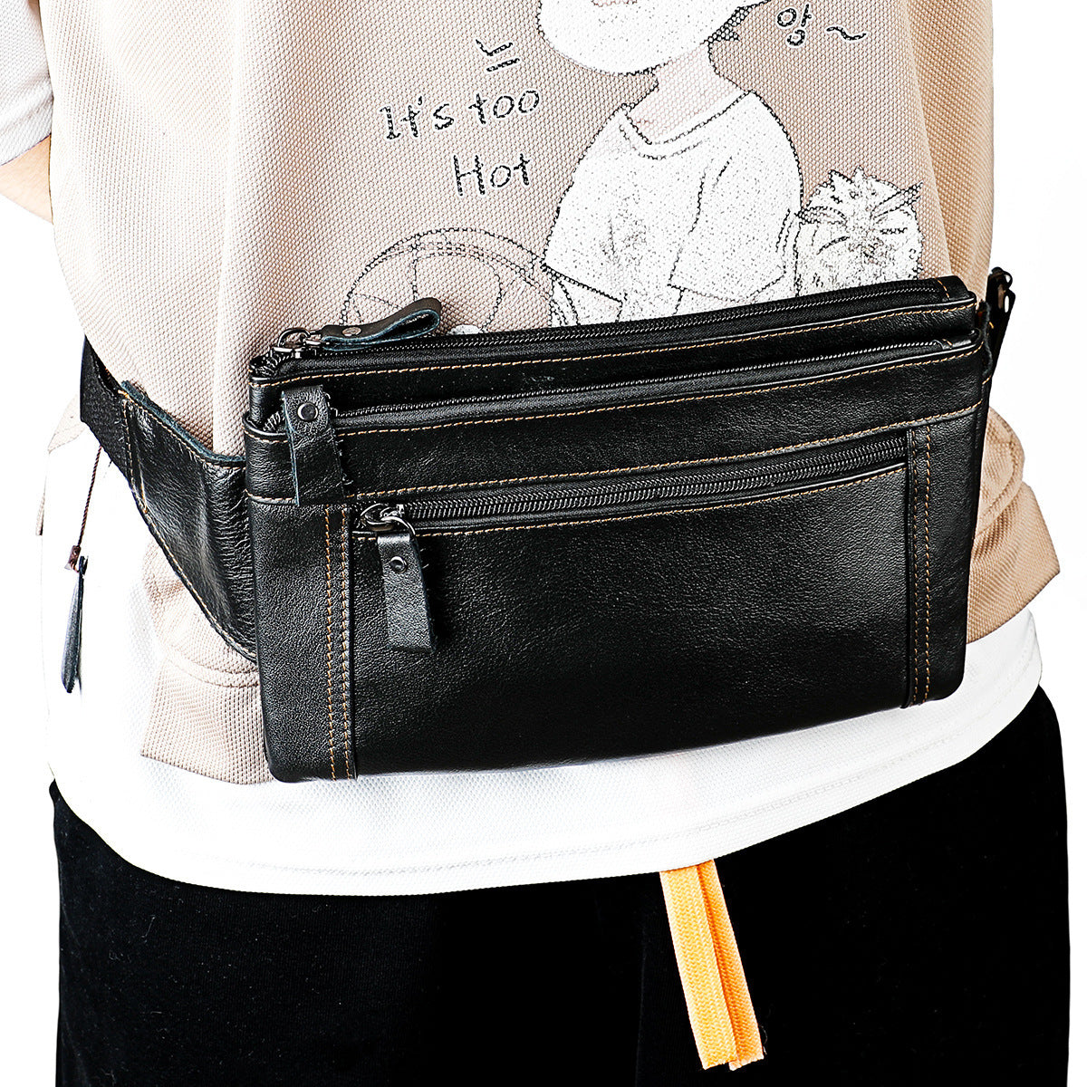 Multifunctional Genuine Leather Chest Bag & Waist Bag for Men and Women – Fanny Pack for Travel, Sports, Running, and Holidays with Multiple Pockets - SJB-DIAMOND ELITES