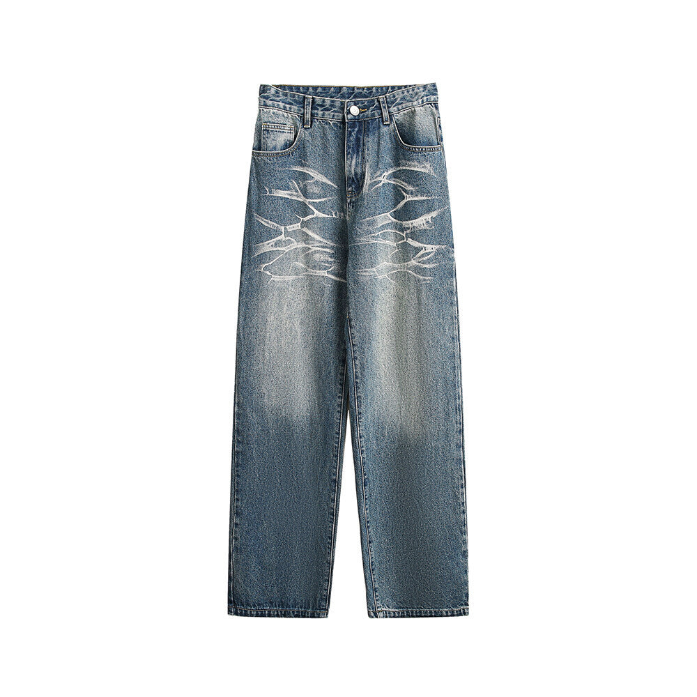 Washed Straight Jeans Men's Casual Long Pants Lootquake LLC