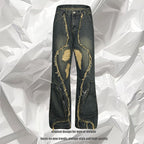 High Street Re-niche Deconstruction Tassel Hole Denim Men's Pants Lootquake LLC