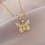 Titanium Steel Micro-inlaid Portrait Butterfly Zircon Necklace Lootquake LLC