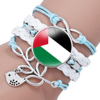 Palestinian flag keffiyeh pattern time gemstone love & ∞ style multi-layered bracelet (MAC080) - SJB-DIAMOND ELITES
