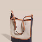 Stylish Denim Blue Canvas Bucket Bag - Women's Summer Designer Small Crossbody Shoulder Commuter Bag