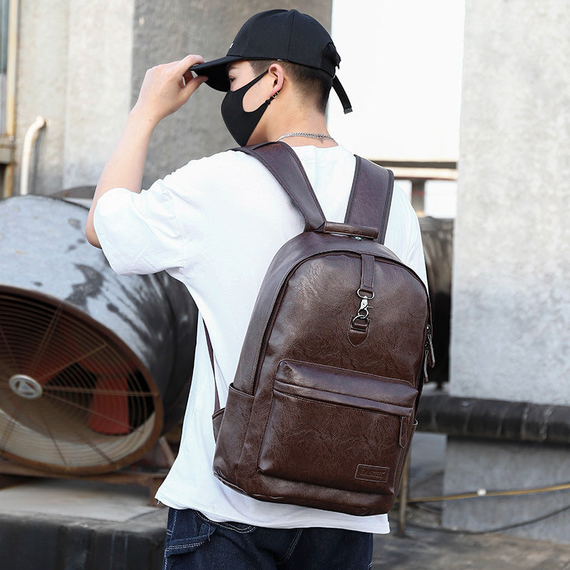 Boutique Men's Backpack Fashion Business Fan Large Capacity Soft Leather Backpack Travel Men's Short-haul School Bag MB21080302 - SJB-DIAMOND ELITES
